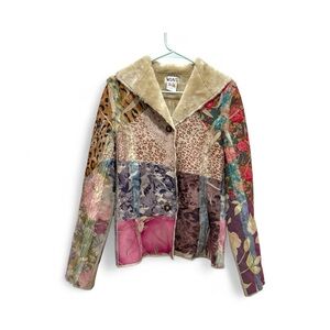 WEAVZ Vintage Patchwork Faux Fur Jacket Small